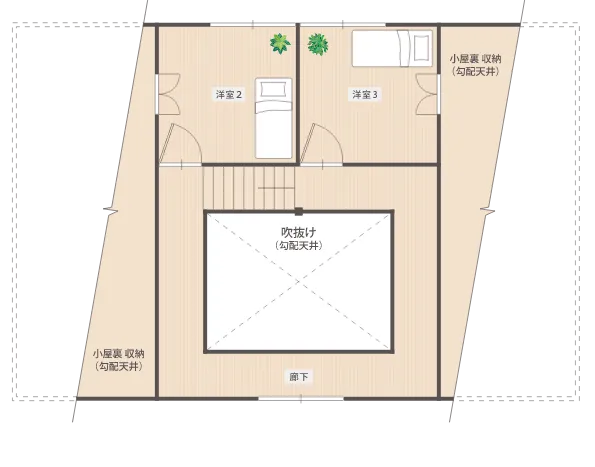 12×8 南玄関プラン 2階の間取り図